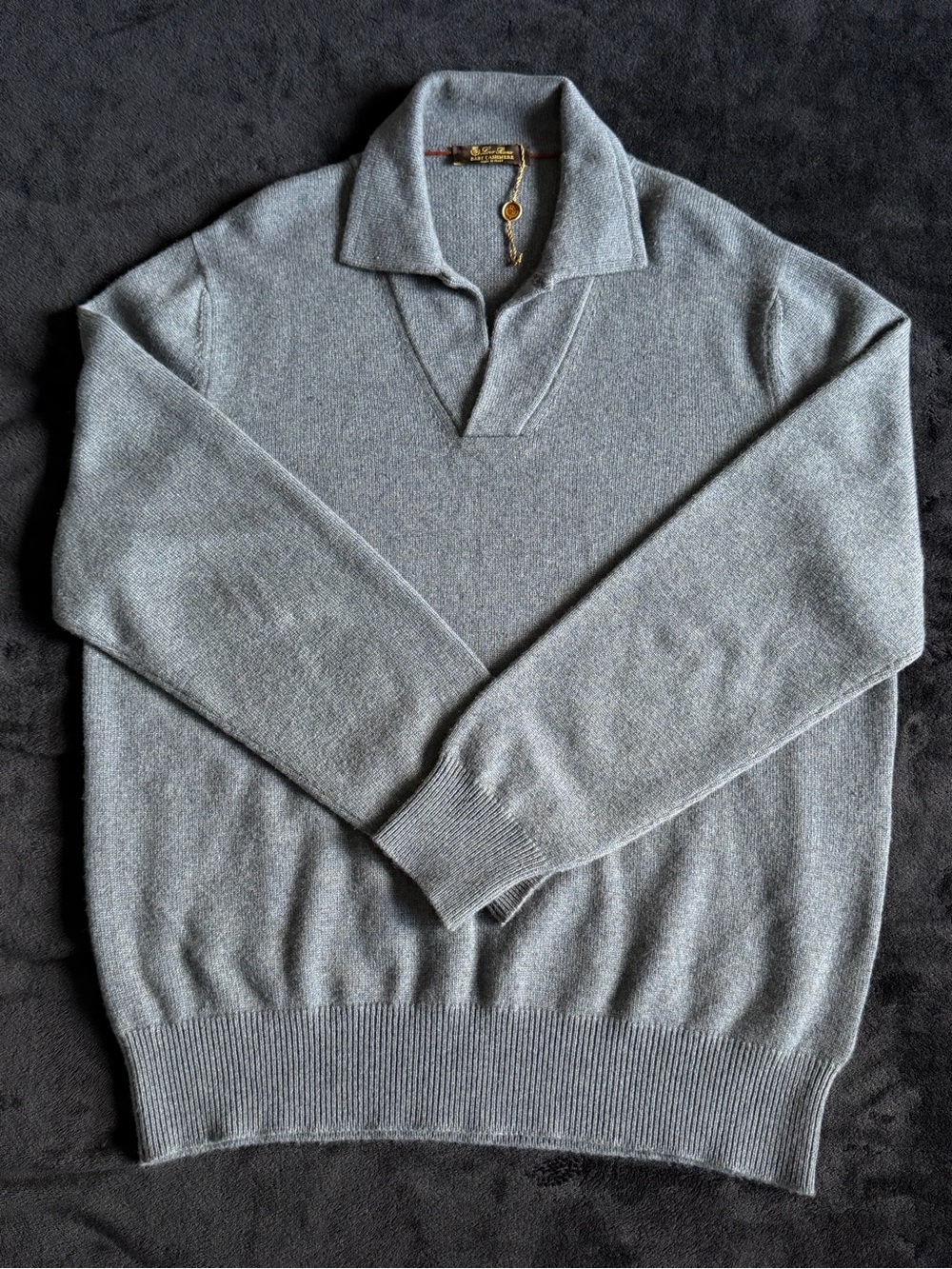 Loro Piana 100% Baby Cashmere Polo Neck Sweater Grey Italian - Size 56 / XXL